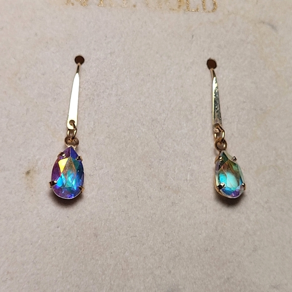 None Jewelry - 14k Gold Aura Crystal Earrings